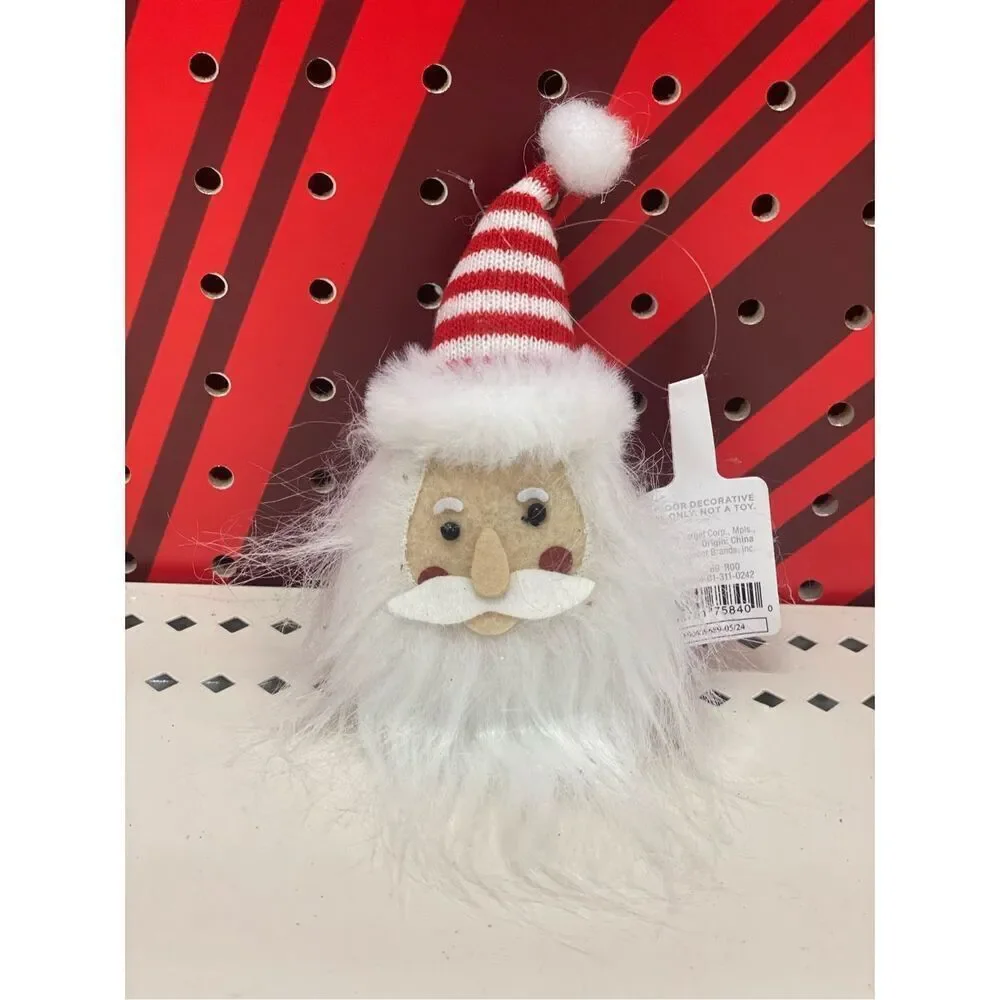 Target Fabric Santa Wearing Striped Hat Christmas Tree Ornament Red/White Wonder